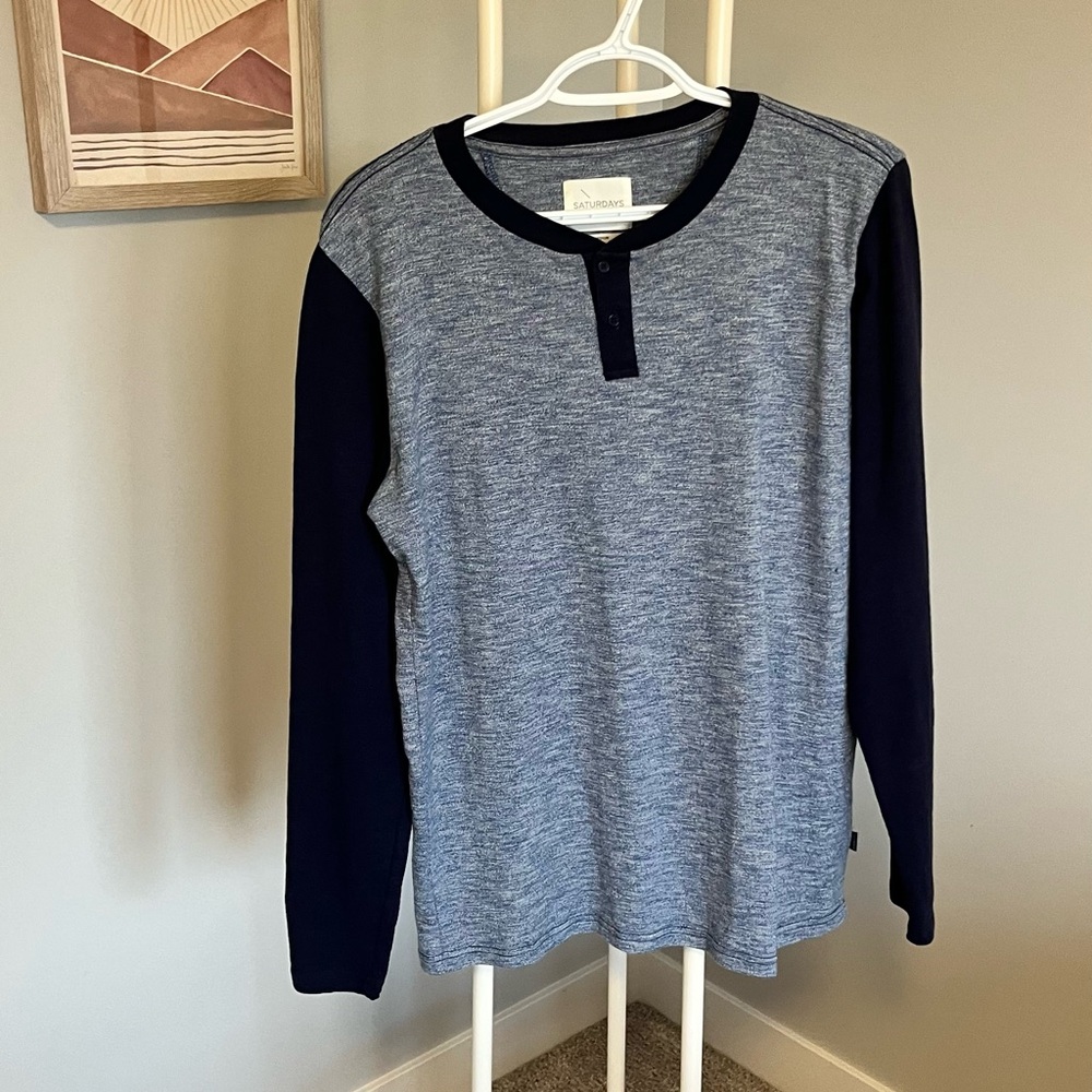 Saturdays New York City Blue and Black Henley